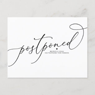 Carte Postale Faire-part Script Whimsical Noir reporté mariage
