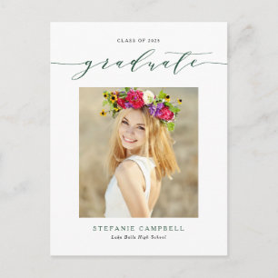 Carte Postale Faire-part Script Whimsical Vert 2022 Diplôme Photo