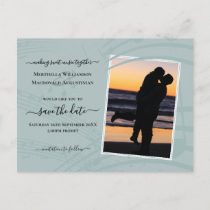 Carte Postale Faire-part Sea Glass Music Notes Enregistrer La Date Postcard