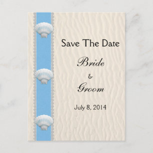 Carte Postale Faire-part Seashell Beach Wedding Enregistrer La Date