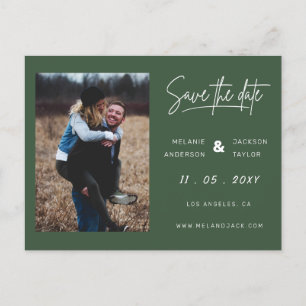 Carte Postale Faire-part Semis Vert Simple Photo Enregistrer La Date