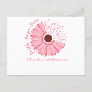 Carte Postale Faire-part Sensibilisation au cancer du sein Fleur rose