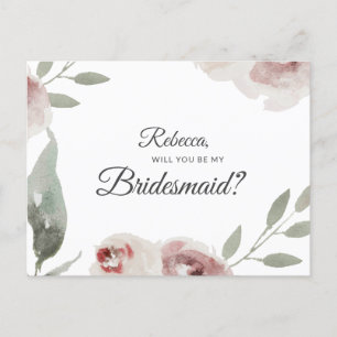 Carte Postale Faire-part Seras-Tu Ma Demoiselle D'Honneur Eucalyptus