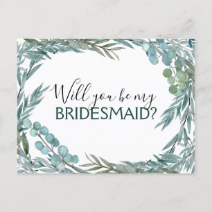 Carte Postale Faire-part Seras-Tu Ma Demoiselle D'Honneur Eucalyptus Verdur