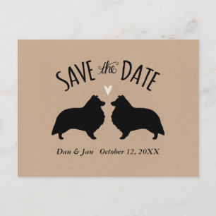 Carte Postale Faire-part Shetland Sheepdogs mariage Enregistrer la date