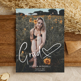 Carte Postale Faire-part Signature Script Coeur Photo Graduation Party
