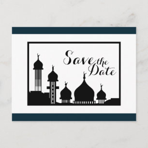 Carte Postale Faire-part Silhouette de mosquée islamique Mariage Enregistre
