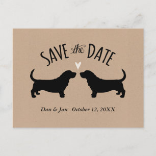 Carte Postale Faire-part Silhouettes de Basset Hound Mariage Économisez la 