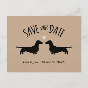Carte Postale Faire-part Silhouettes de chien teckel Mariage Économisez la 