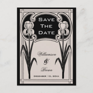 Carte Postale Faire-part Silver & Black Iris Élégant Enregistrer La Date Ca