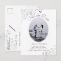 Silver Frills Lavender Wedding Enregistrer la date