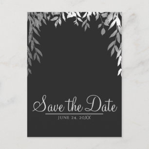 Carte Postale Faire-part Silver & Grey Modern Glam Botanical Enregistrer la