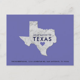 Carte Postale Faire-part Silver Metallic Texas Map Periwinkle Nouvelle adre