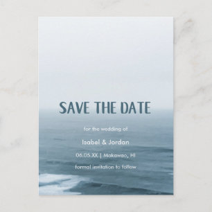 Carte Postale Faire-part Simple Art Waves Beach Wedding Enregistrer la date