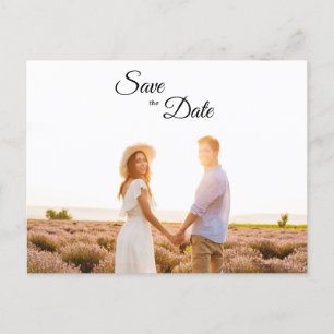 Carte Postale Faire-part Simple Black White Calligraphy Photo Enregistrer l
