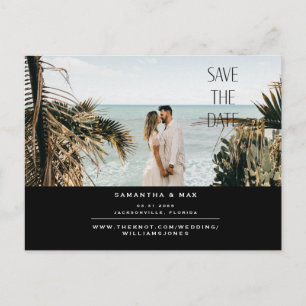 Carte Postale Faire-part Simple Couple Deux Photo Black Enregistrer La Date
