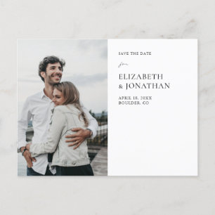 Carte Postale Faire-part Simple Élégant Moderne Photo Mariage Enregistrer l