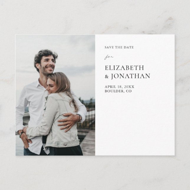 Carte Postale Faire-part Simple Élégant Moderne Photo Mariage Enregistrer l (Devant)