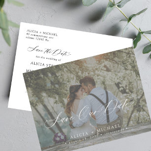 Carte Postale Faire-part Simple élégant scénario photo mariage enregistrer 