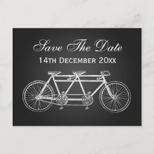 Carte Postale Faire-part Simple enregistrement de la date de tandem noir