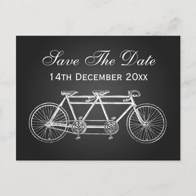 Carte Postale Faire-part Simple enregistrement de la date de tandem noir (Devant)