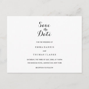 Carte Postale Faire-part Simple et élégant   Mariage Sauvegarder La Date Po