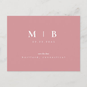 Carte Postale Faire-part Simple et élégant Monogramme Blush Enregistrer la 