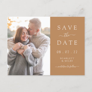 Carte Postale Faire-part Simple Gold Photo Enregistrer La Date Mariage Anno