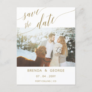 Carte Postale Faire-part Simple Gold Script Calligraphy Enregistrer La Phot