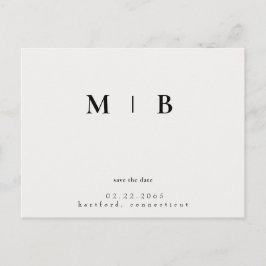 Carte Postale Faire-part Simple lisse crème Monogramme Enregistrer le Maria
