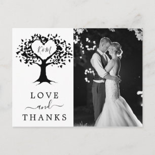 Carte Postale Faire-part Simple Mariage de l'arbre cardiaque du Monogramme 