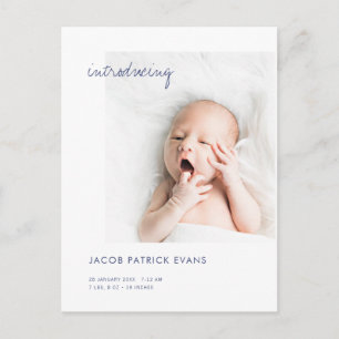 Carte Postale Faire-part Simple Modern Gold Custom Photo Nouveau bébé naiss