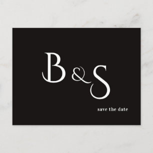 Carte Postale Faire-part Simple Moderne B/N Monogramme Code QR Enregistrer