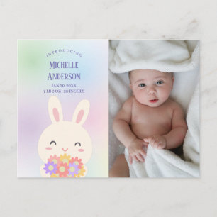 Carte Postale Faire-part Simple Moderne Genre Neutre Mignon Bébé Photo Nais