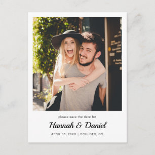 Carte Postale Faire-part Simple Moderne Photo Enregistrer la Date de Mariag