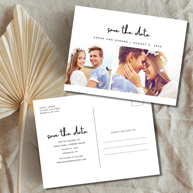 Carte Postale Faire-part Simple Moderne Photo Mariage Étape à Sauvegarder (Créateur téléchargé)