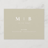 Simple Monogramme Kaki Enregistrer la Date de Mari