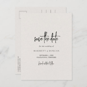 Carte Postale Faire-part Simple Neutre Beige élégant mariage Enregistrer la