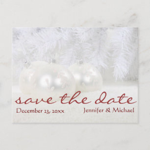 Carte Postale Faire-part Simple Noël blanc hiver Sauvez la date