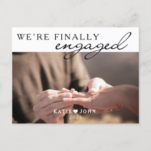 Carte Postale Faire-part Simple Nous sommes enfin fiancés Photo Engagement