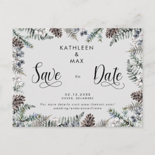 Carte Postale Faire-part Simple Pine Cones Mariage site Web Enregistrer la 