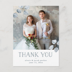 Carte Postale Faire-part Simplicité de l'eucalyptus Merci photo mariage