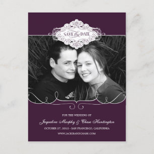 Carte Postale Faire-part Simply Couture Enregistrer La Date Postcard - Purp