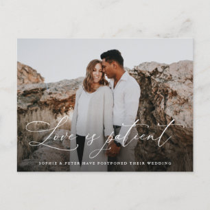 Carte Postale Faire-part Simply Elegant Script Love is Patient Postponement