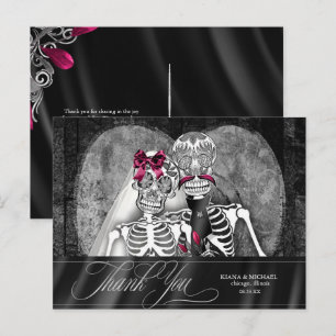 Carte Postale Faire-part Skeletons Merci gothique Bourgogne ID866