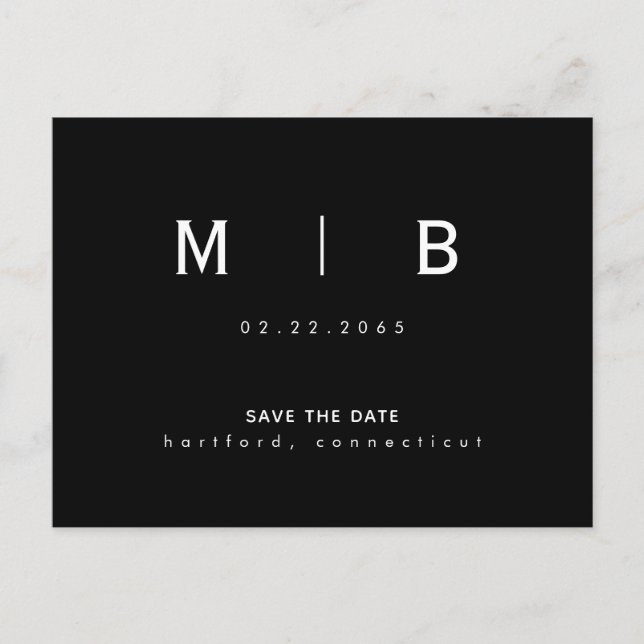 Carte Postale Faire-part Sleek Monogram Modern Font Wedding Enregistrer la  (Devant)