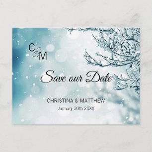Carte Postale Faire-part Snowflakes hiver Mariage SAUVER NOTRE DATE