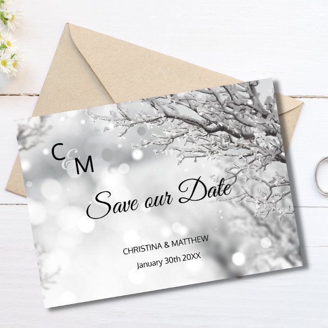 Carte Postale Faire-part Snowflakes hiver Mariage SAUVER NOTRE DATE (Créateur téléchargé)