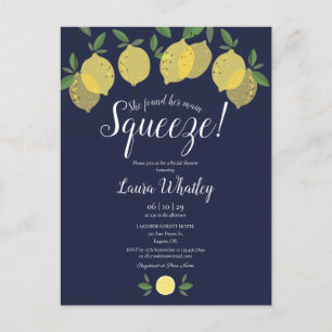 Carte Postale Faire-part Son principal Lemon Navy Blue Enterrement de Vie d