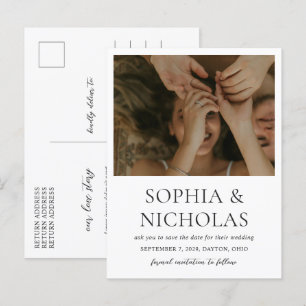 Carte Postale Faire-part Sophia White Mariage moderne Sauvez la date